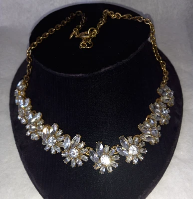 Винтажный J. ЭКИПАЖ ЦВЕТЫ ХРУСТАЛЬНЫЕ СТРАЗЫ ЗАЯВЛЕНИЕ ОЖЕРЕЛЬЕ С ПОДПИСЬЮ - Изображение 1 из 4