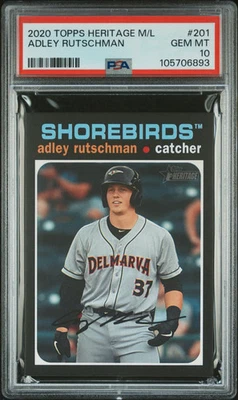 2020 Topps Heritage Minor League Adley Rutschman #201 High Number SP Graded PSA - Image 1 of 2