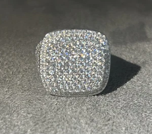 Anillo de plata de ley 925 de hip hop de corte redondo de moissanita completamente helada para hombre 5,5 quilates - Imagen 1 de 4