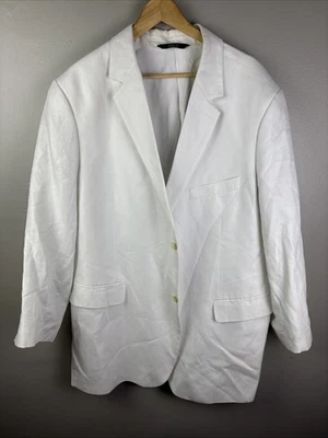 Perry Ellis White Linen Blend Sport Coat Size 48 Long 2 Button Non Structure - Image 1 of 4