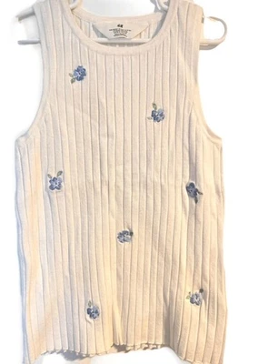 Top Acanalado H&M Blanco Top Floral Tejido Niñas 16-18 años Foto 1 de 4