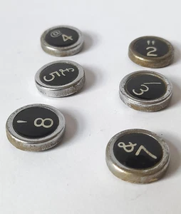 Antique Vintage Old Typewriter Keys Glass Faced Numbers For Jewellery or Crafts - Picture 1 of 6
