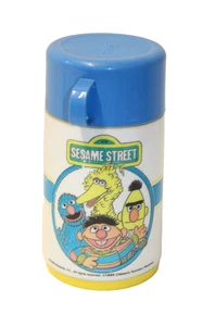 VTG 1985 ALADDIN INDUSTRIES SESAME STREET THERMOS 8oz BIG BIRD GROVER BERT ERNIE - Picture 1 of 8