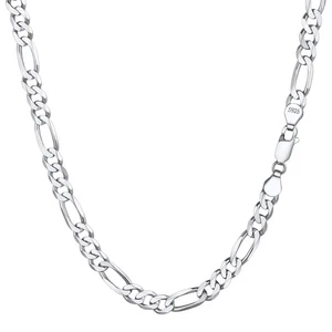 Suplight Silver 925 Necklace For Men And Women, Figaro Chain, 50Cm, 5Mm, Access_ - Picture 1 of 8