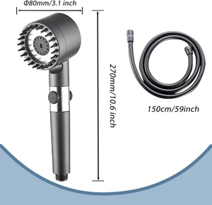 soffione doccia alta pressione ANTICALCARE 3 getti con filtro + tubo 1.5m - Foto 1 di 11