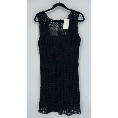 NUEVO Vestido Anthropologie Línea y Punto Crochet Negro Grande Forrado Recortado Espalda Acento Foto 1 de 4