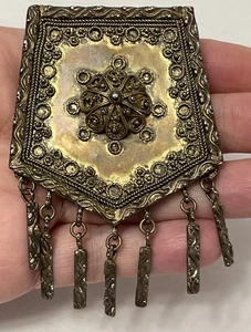 VNTG ART DECO BROOCH HAND MADE IN ISRAEL STERLING SILVER BROOCH PENDANT - Picture 1 of 5