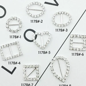 10Pcs Crystal Rhinestones Invitation Ribbon Buckle Slider For Wedding Decor Embe - Picture 1 of 15