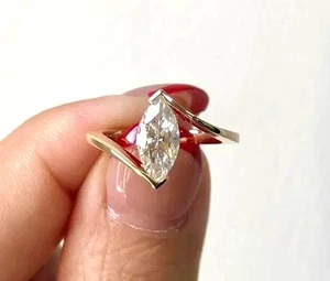 2 Ct Marquise Cut Lab Grown CVD Diamond Engagement Ring 14K White Gold Plated - Picture 1 of 6