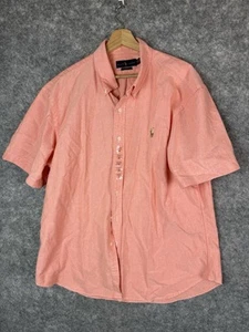 Polo Ralph Lauren Button Up Shirt Mens 2XL Pink Salmon Short Sleeve Camp Flesh - Picture 1 of 9