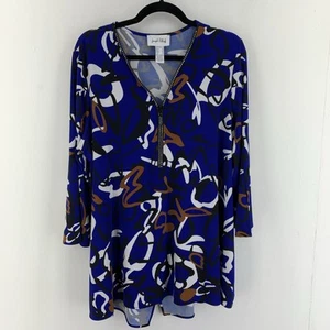 Joseph Ribkoff Women 18 Royal Sapphire Multi Abstract Tunic Top Multicolor Artsy - Picture 1 of 7