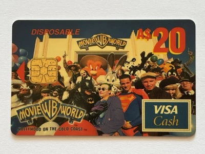 Tarjeta de crédito desechable en efectivo Warner Bros Movie World Visa▪️Australia▪️Chip Foto 1 de 2