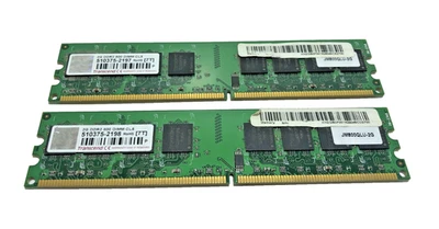 2x Transcend 512427-3228 2GB DDR2 800MHz DIMM CL5 Mémoire Vive RAM - Image 1 of 2