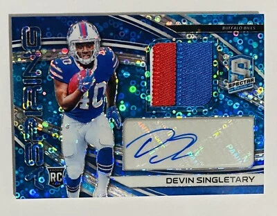 2019 Panini Spectra Devin Singletary 12/99 Autograph 3 Color Jersey Prizm Bills - Image 1 of 4