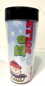 Tazza da viaggio PEANUTS GANG, 16 once, marrone chiaro, Woodstock, divertimento invernale, slitta - Foto 1 di 6