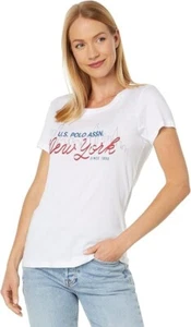U.S. Polo Assn. NY Skyline T-Shirt Women's Large White Cotton Round Neck JDM326 - Picture 1 of 10