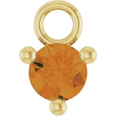 14K Gold Petite Pavé™ 1/10 CT Natural Citrine 3-Prong Polished Dangle BESTSELLER - Image 1 of 3