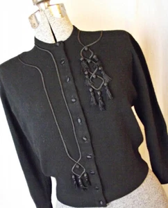 EDITH SALZMAN Albrechts Minneapolis Vintage 1950s Pinup 100% Cashmere Sweater Tassel - Bild 1 von 10