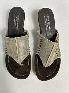 Donald J Pliner Glorie Wedge Sandals in Pewter - Sz 10 - Picture 1 of 9
