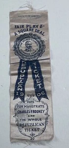 Republican Party Political Ribbon Fair Play Square Deal Alexander Grow 1906 - Picture 1 of 3