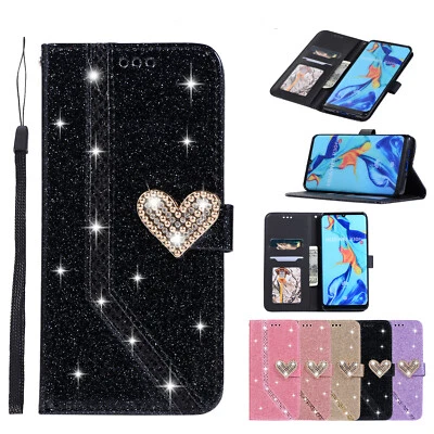 Case for iPhone 11 12 13 Pro Max 15 14 Bling PU Leather Wallet Case Phone Cover - Image 1 of 4