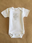 New Baby Boy ?Blessed? Criss Cross Christening Cotton Bodysuit Size 6-9 Months
