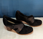 Clarks Sashlin Fiona Soft Cushion Women's Black Leather Suede Shoes Size 6.5 EUC