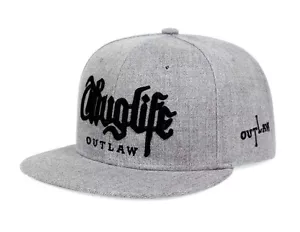 THUG~LIFE Outlaw - bestickte Snapback-Ballcap, flacher Schirm (gebürstetes Grau) - Bild 1 von 1
