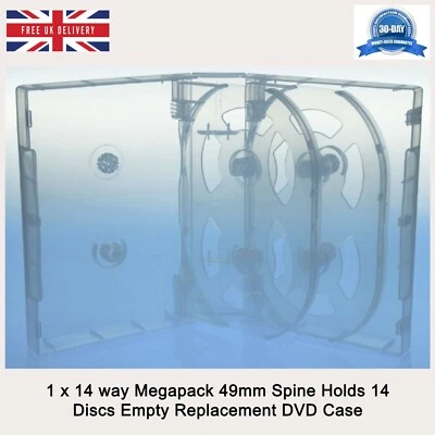 1 x 14 Way Clear Megapack DVD 49mm [14 Discs] New Empty Replacement Scanavo Case