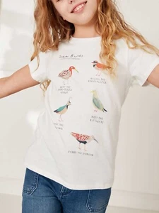 BNWT Joules Girls T-shirt Age 6 5-6 Years White Birds Pixie T-Shirt Top NEW - Picture 1 of 8