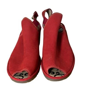 Fly London Women's Red Leather Slingback Block Heel Sandals Size - Picture 1 of 9