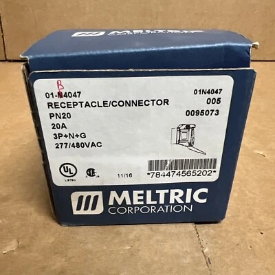 Meltric 01-N4165-001 PN20 Inlet 120 VAC 20A Blue Poly Receptacle Outlet - Image 1 of 2