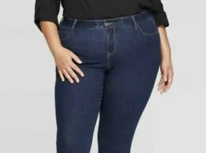 Women's Plus Size Skinny Jeans - Ava & Viv™ Dark Wash Midrise sz 24W R Comfort* - Picture 1 of 13