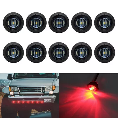 10x 3/4" Bullet Round Smoked Red 3 LED Side Marker Lights for Boat Trailer Truck - Image 1 of 4