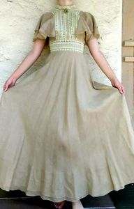 CALDERON 1970s Victorian Style Dress xs Prairie Boho Hippie Butterfly Sleeves - Picture 1 of 12