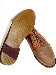 JOHNSTON & MURPHY Beige Suede/Leather Slip-On Oxfords Shoes SZ 11.5 M