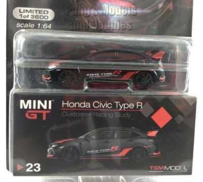 2.75 Inch 2017 Honda Civic Type R - FK8 - Black Chase - 1/64 Scale Diecast Model - Image 1 of 4