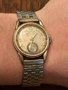 Vintage Hamilton Uhr Herren 10k Gold gefüllt läuft & hält die Zeit seltenes Zifferblatt