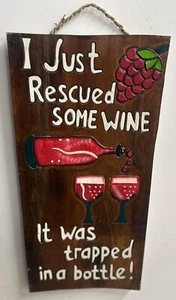 Handmade I Just Rescued Some Wine Wall Art Sign, 50cm L x 25cm W - Picture 1 of 1