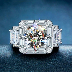 Hombres 925 Anillo relleno de plata Anillo redondo de circón cúbico joyería anillo de moda Sz 6-10 - Imagen 1 de 7