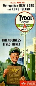 1949 Tide Water Associated Tydol Straßenkarte: Metropolitan New York Long Island Neu aus altem Lagerbestand - Bild 1 von 1