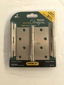 Stanley Solid Brass 4"x4" Door Hinges 3 pack NEW Satin Nickel Finish - Picture 1 of 2