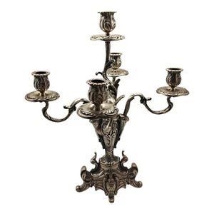 Candelabra Candle Holder 5 Stems Metal Silver Italy - Bild 1 von 10