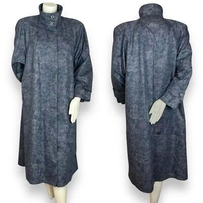 Vintage London Fog Jacket Long Floral Muted Purple Green Size Petite 6 Women - Image 1 of 4