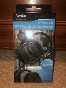Vivitar 3-Piece Set (UV Filter, Cap & Cap Keeper) 52mm -New- - Picture 1 of 4