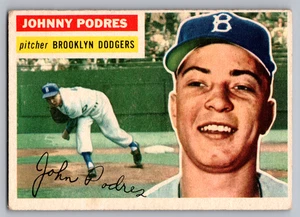 1956 TOPPS #173 JOHNNY PODRES BROOKLYN DODGERS GRAY BACK - Picture 1 of 3