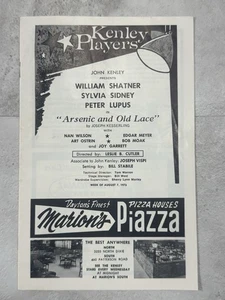 Kenley Players 1973 Program Arsenic & Old Lace William Shatner Dayton, Ohio - Picture 1 of 9