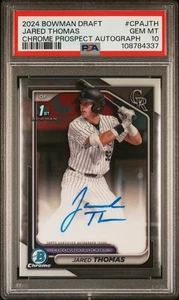 2024 Bowman Draft Chrome Auto Jared Thomas PSA 10 Rockies - Picture 1 of 2