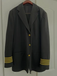 Giacca e pantaloni uniforme pilota Eastern Airlines neri con cravatta 44L 38x36 - Foto 1 di 15