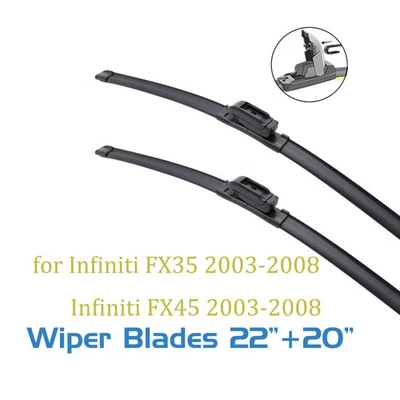 Limpiaparabrisas 22 20 2 piezas gancho en J para Infiniti FX35 / FX45 2003-2008 Foto 1 de 4